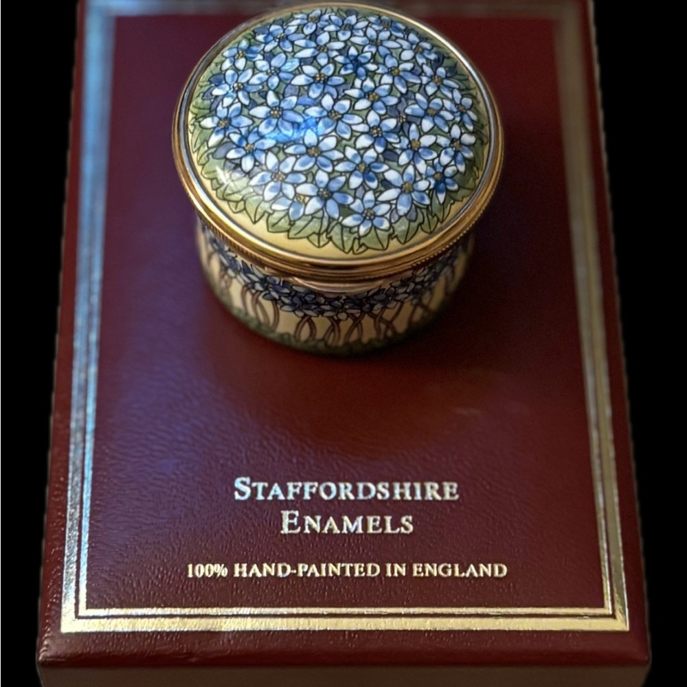 Royal Staffordshire Enamels Floral Trinket Box - Blue and Gold